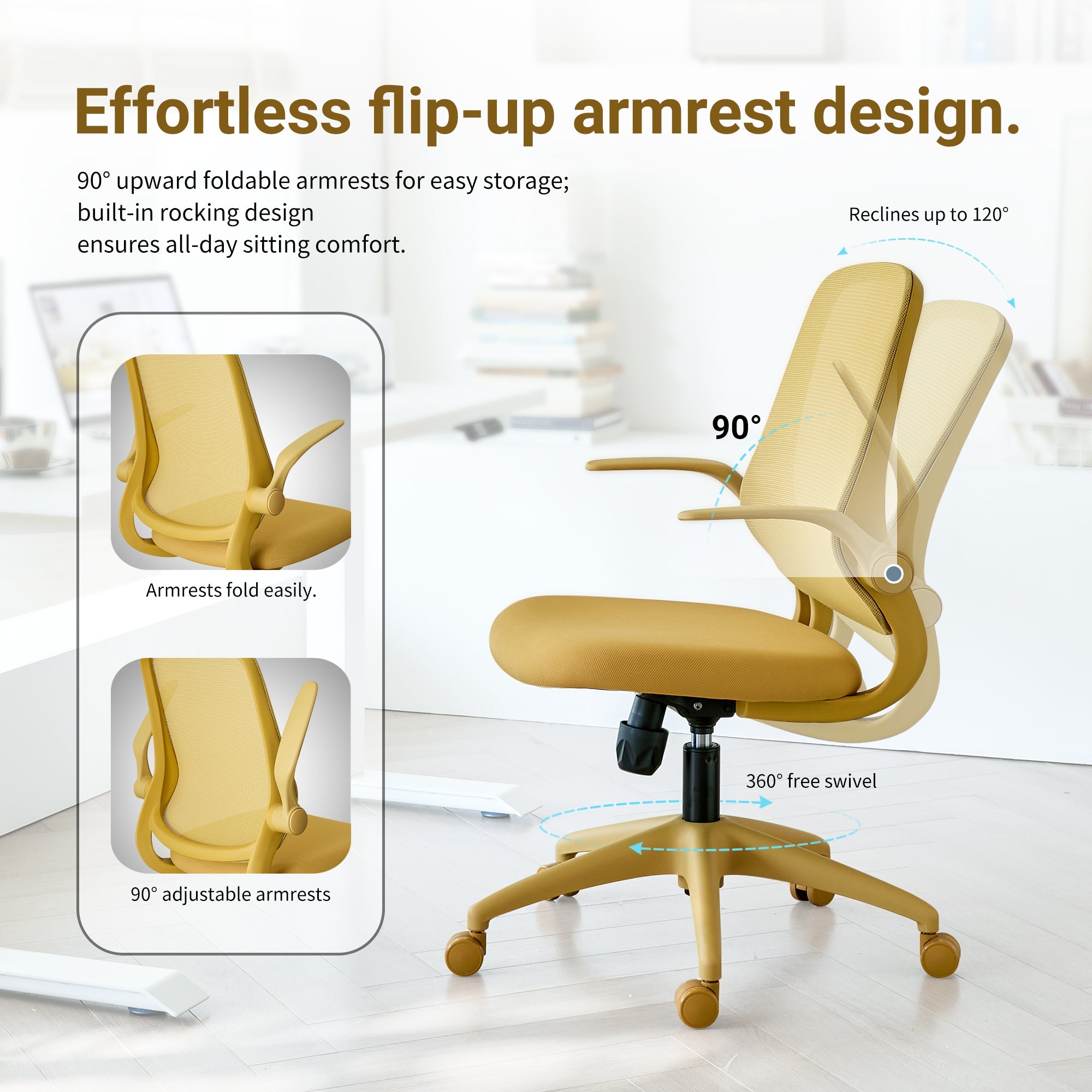 Colorful Ergonomic Office Chair with Flip-Up Armrests