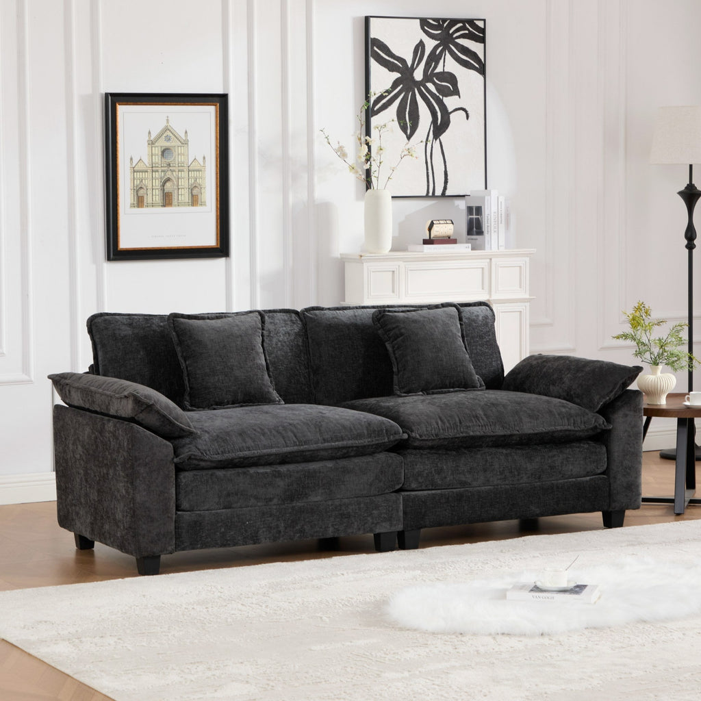 Modern Comfy Upholstered Seat Cushion Sectional Couch (Ottoman is Not Included)