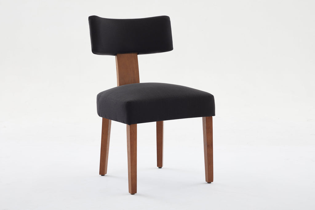 2Pcs  Modern Armless Dining Chairs With Curved Wingback and Solid Wooden Legs