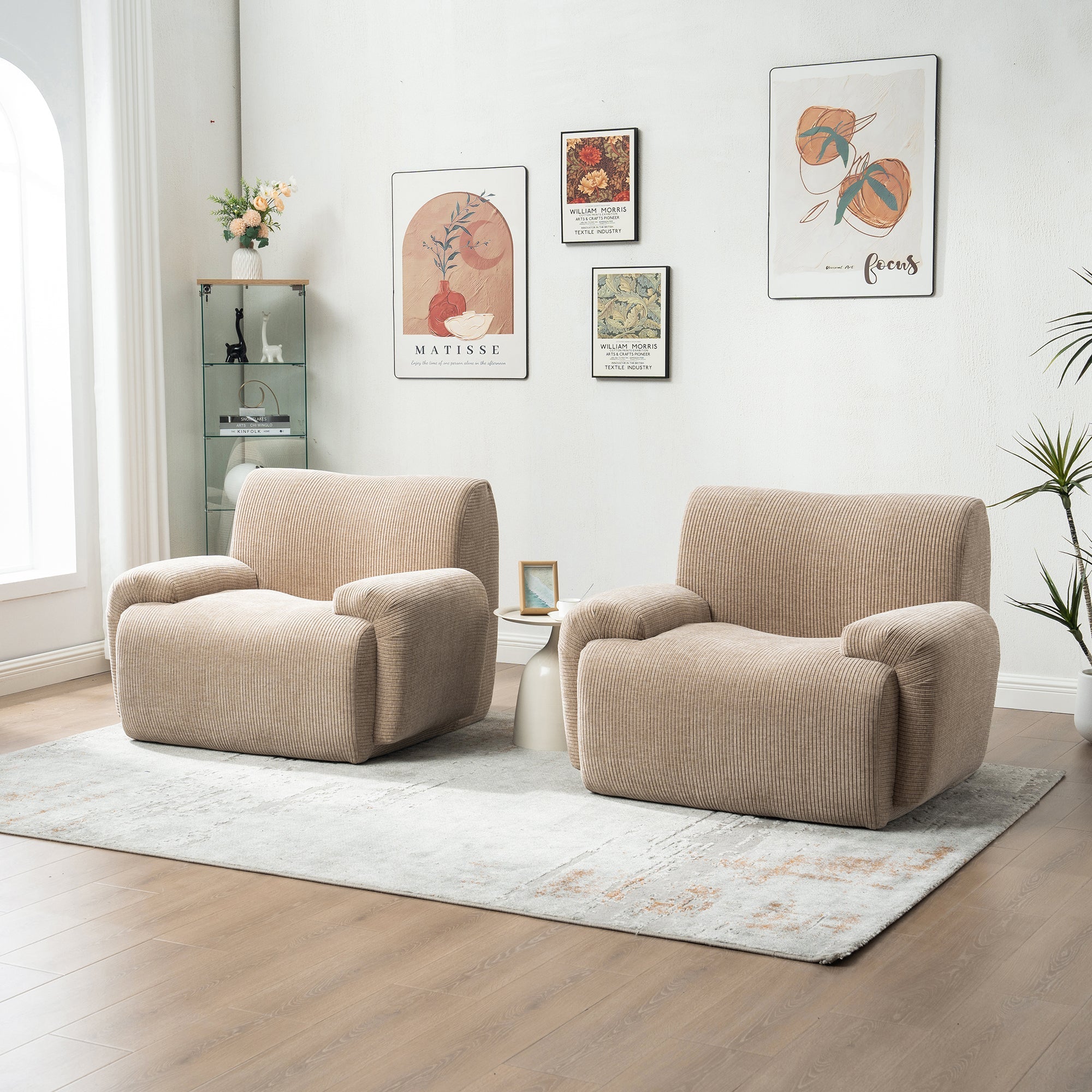 Modern Chenille Vertical Stripe Accent Chair