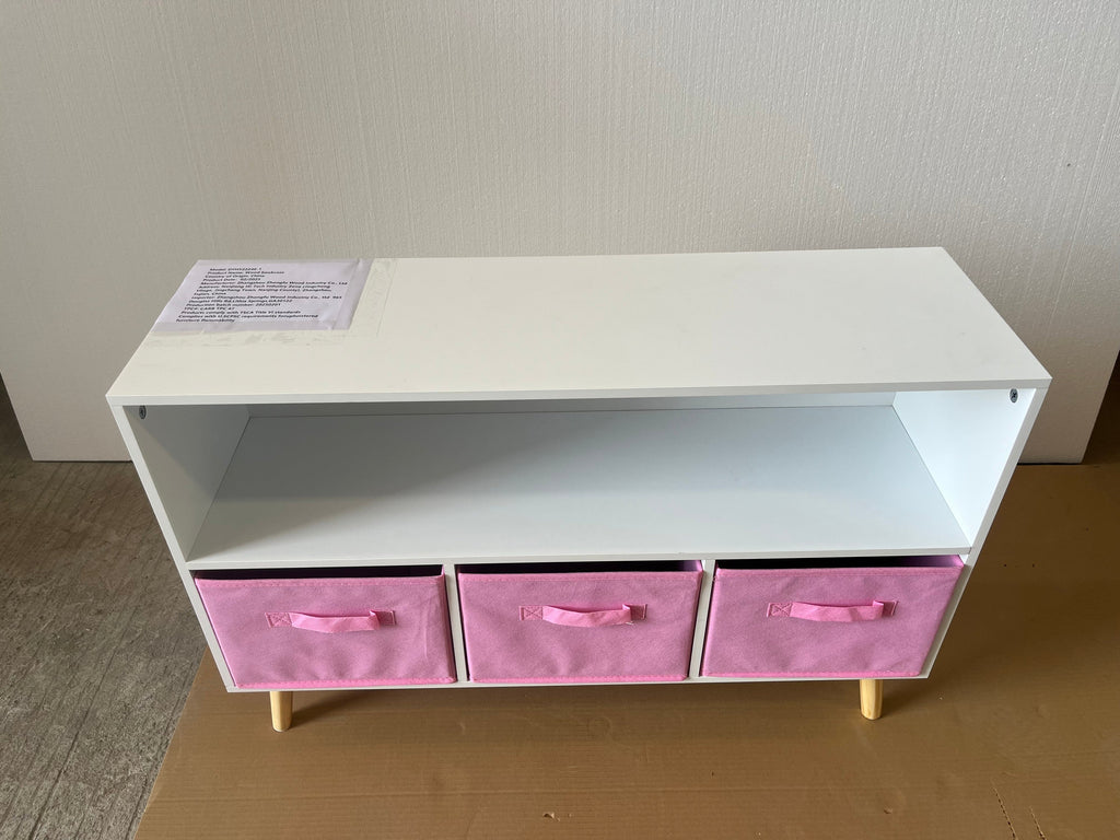 Children's Book Display Kids Bookcase with 3 Fabric Bins