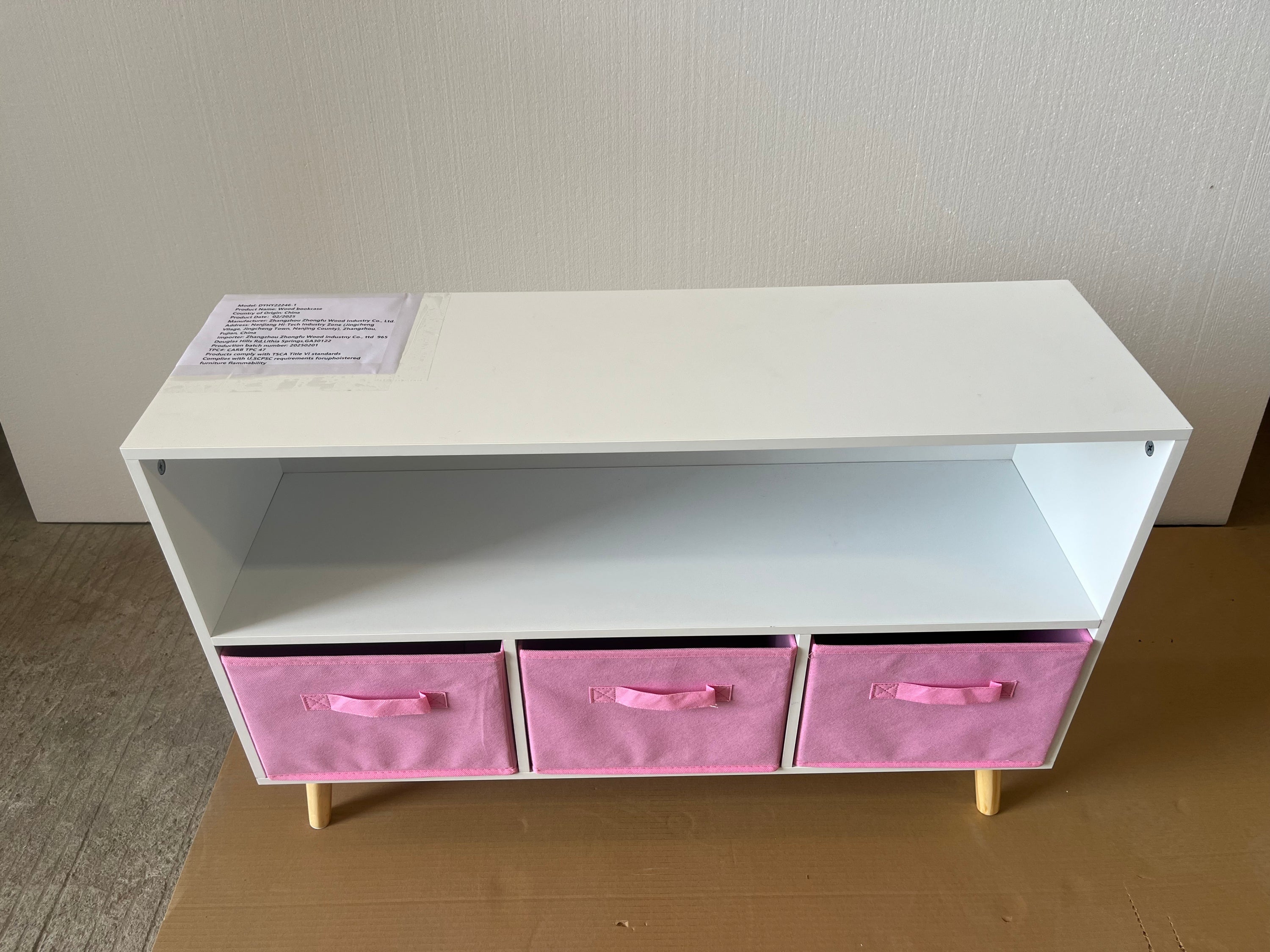 Children's Book Display Kids Bookcase with 3 Fabric Bins