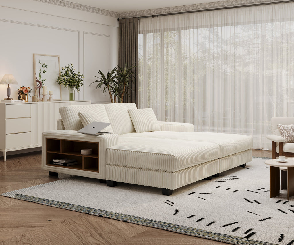 Convertible Sleeper Sectional Sofa with Storage