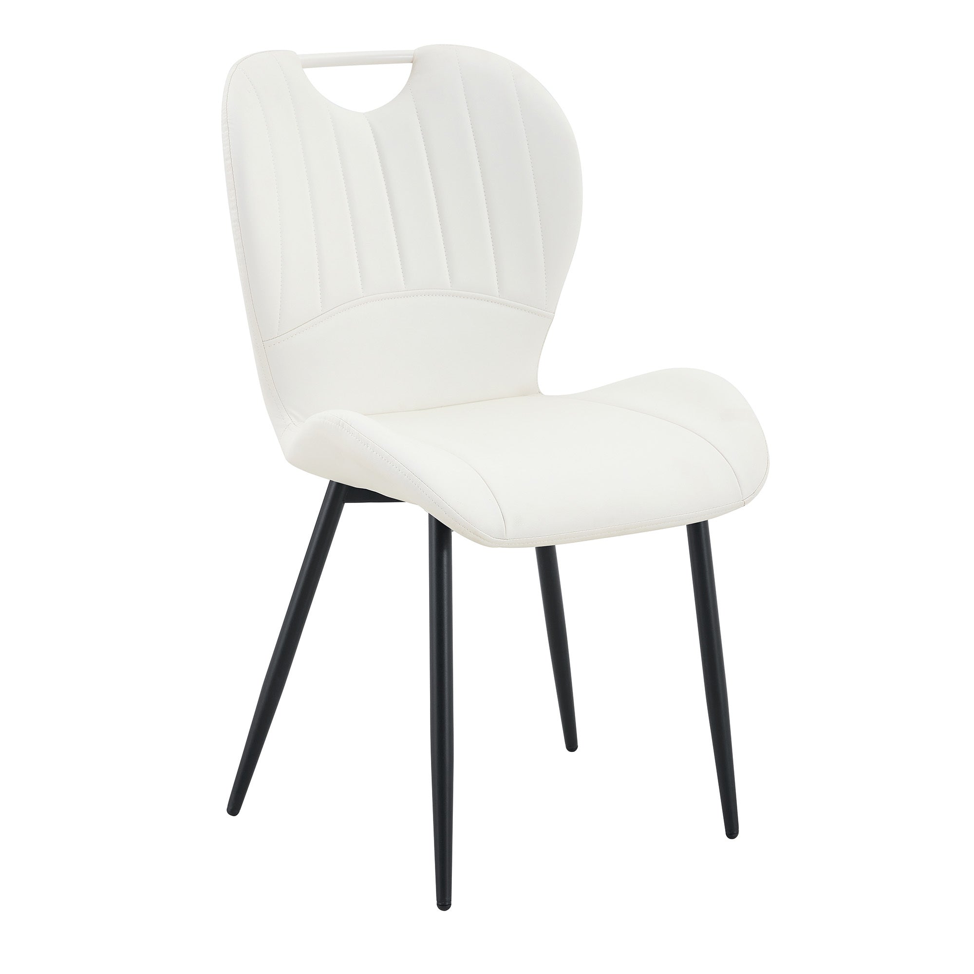 Set of 4 Fabric Dining Chairs Black Metal Frame Wide Cushioned Comfortable