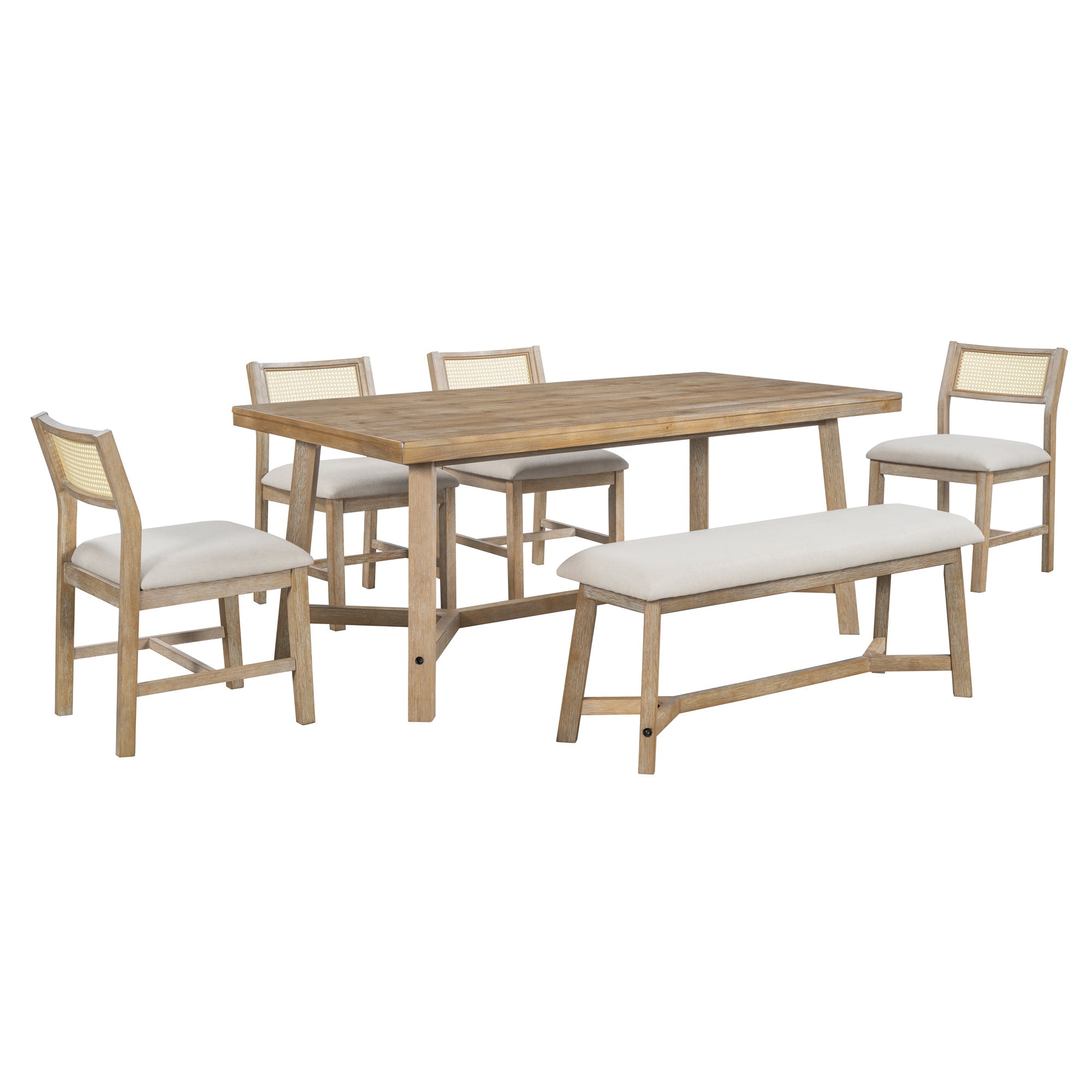 6 Pieces Retro Farmhouse Style Dining Set