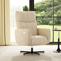 Beige  Velvet Power Swivel Office Recliner with USB & Type-C Charging