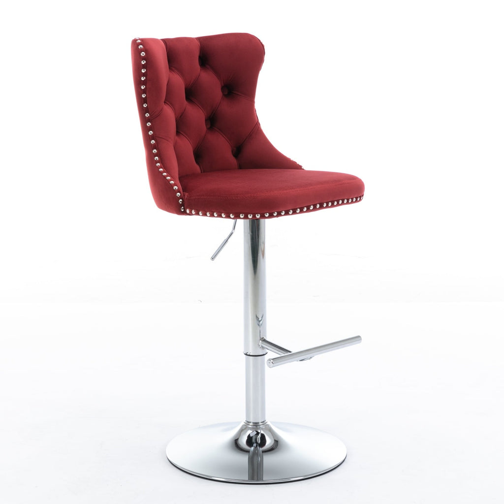 25-33 Inch Modern Velvet Swivel Barstools (Set of 2)
