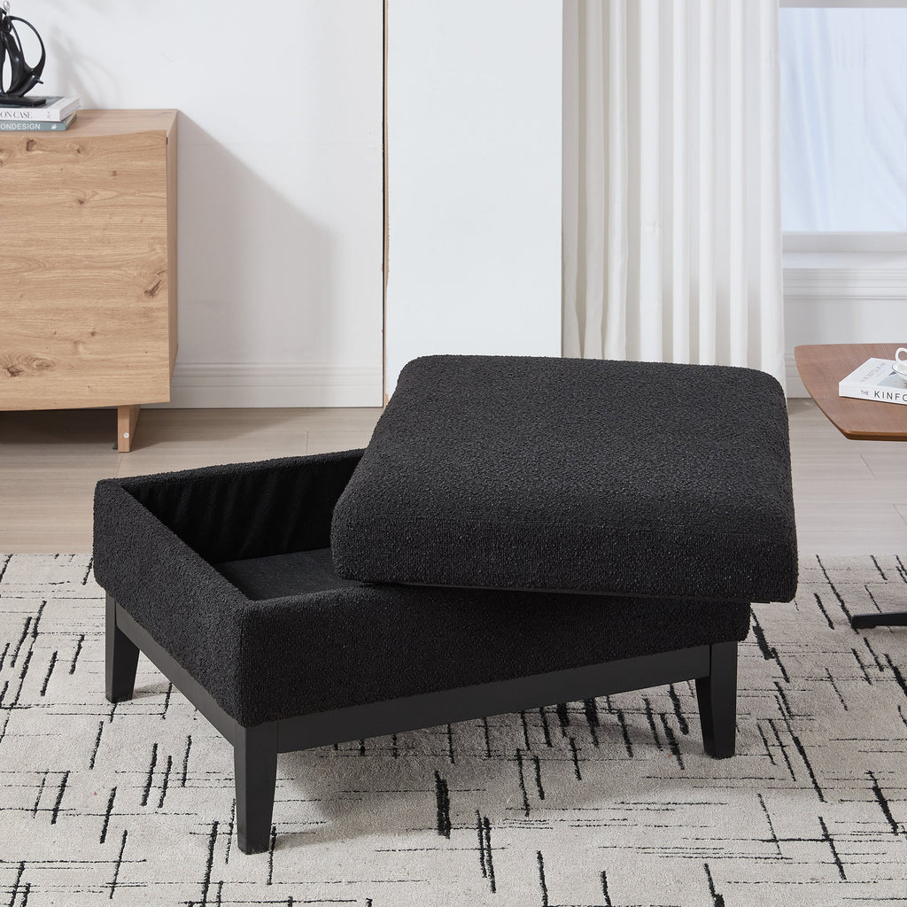 33.86'W Upholstered Wood Base Storage Ottoman
