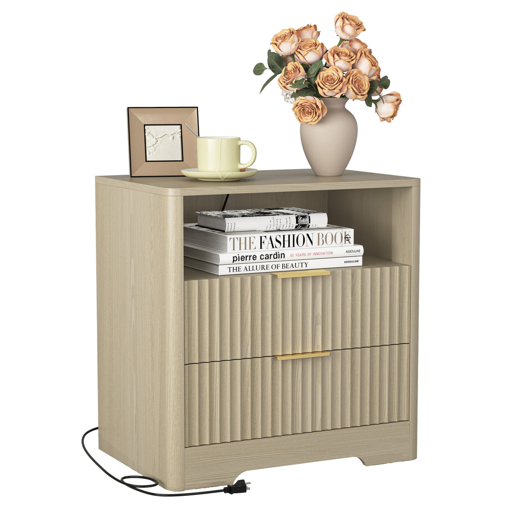 Smart Nightstand with Charging Station for Bedroom
