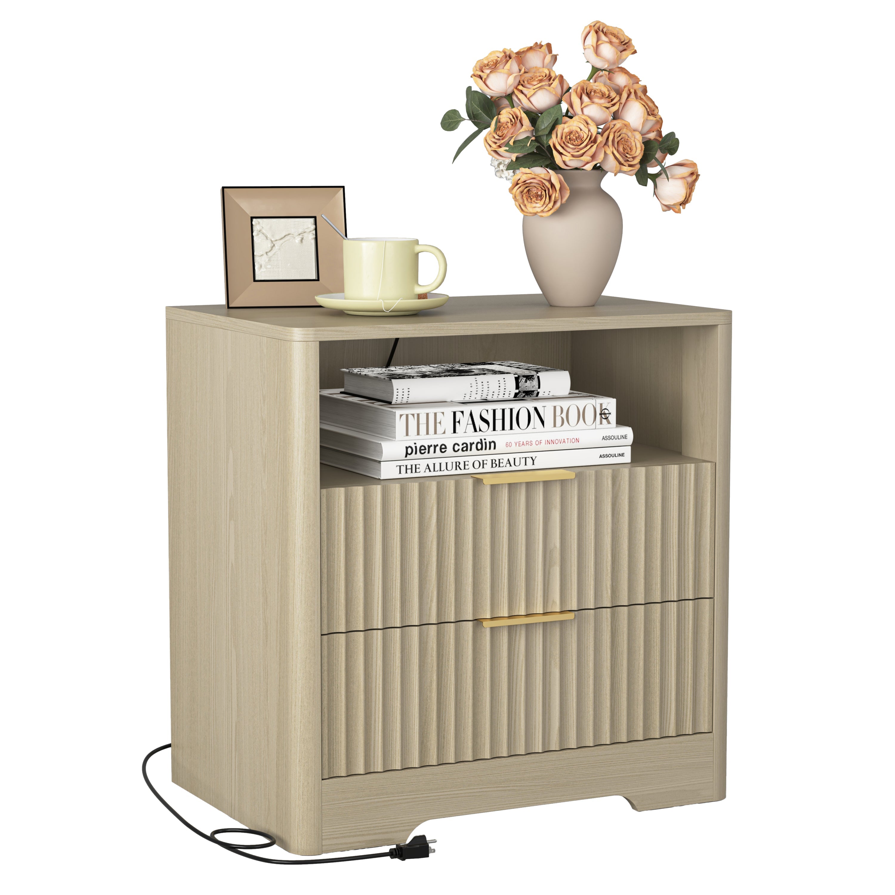 Smart Nightstand with Charging Station for Bedroom