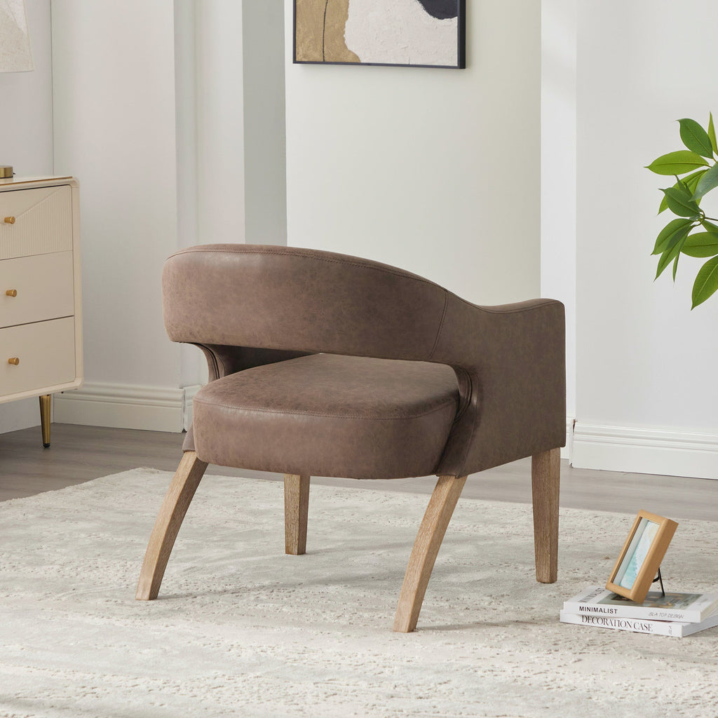 Modern Mid-Century PU Upholstered Open Back Armchair