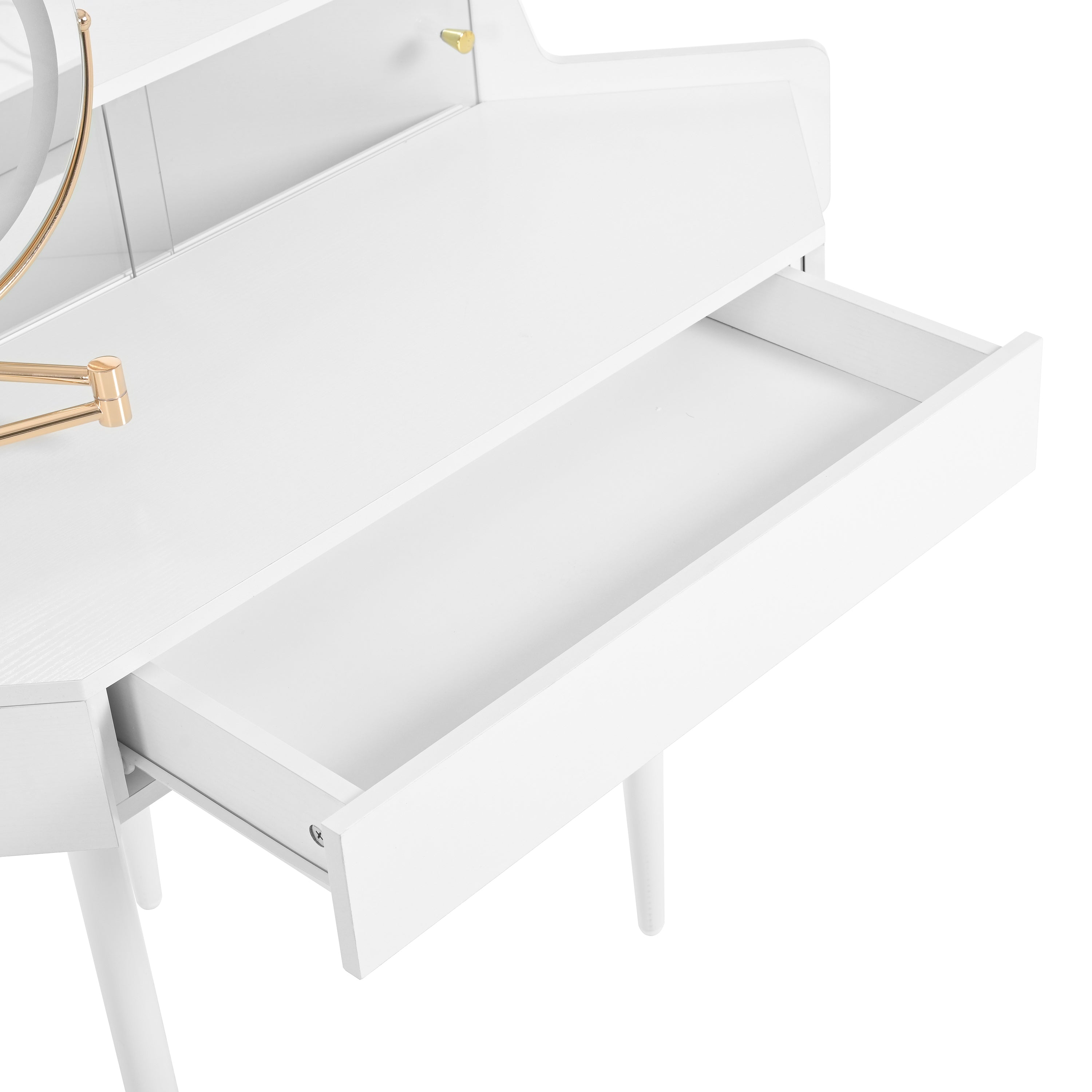 Modern Corner Vanity Set with Mirror and Stool