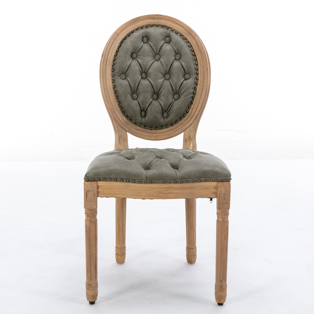 French Style Antique Painting PU Dining Chairs (Set of 2)