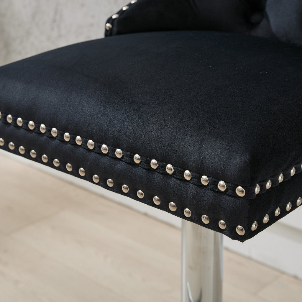 Modern Upholstered Swivel Velvet Barstools (Set of 2)