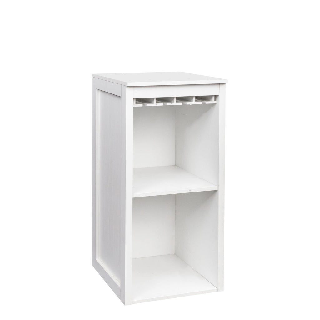 White Modular Wine Bar Cabinet with Storage Shelves