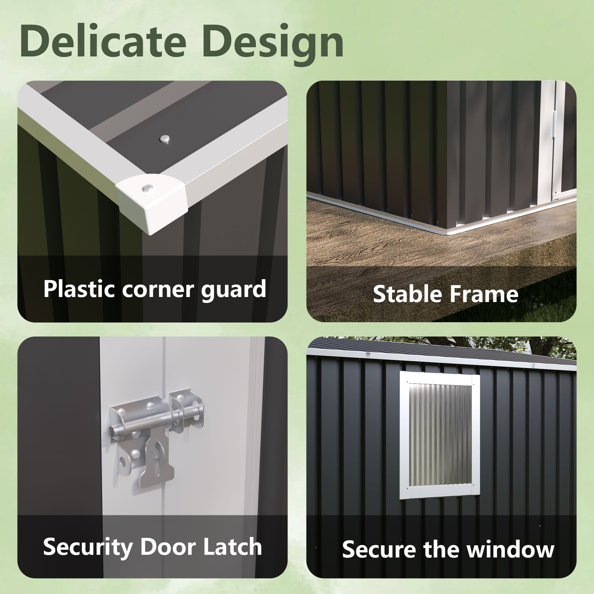 4X9 FT Metal Garden Shed with 1 Window Hinge Door Outdoor Storage