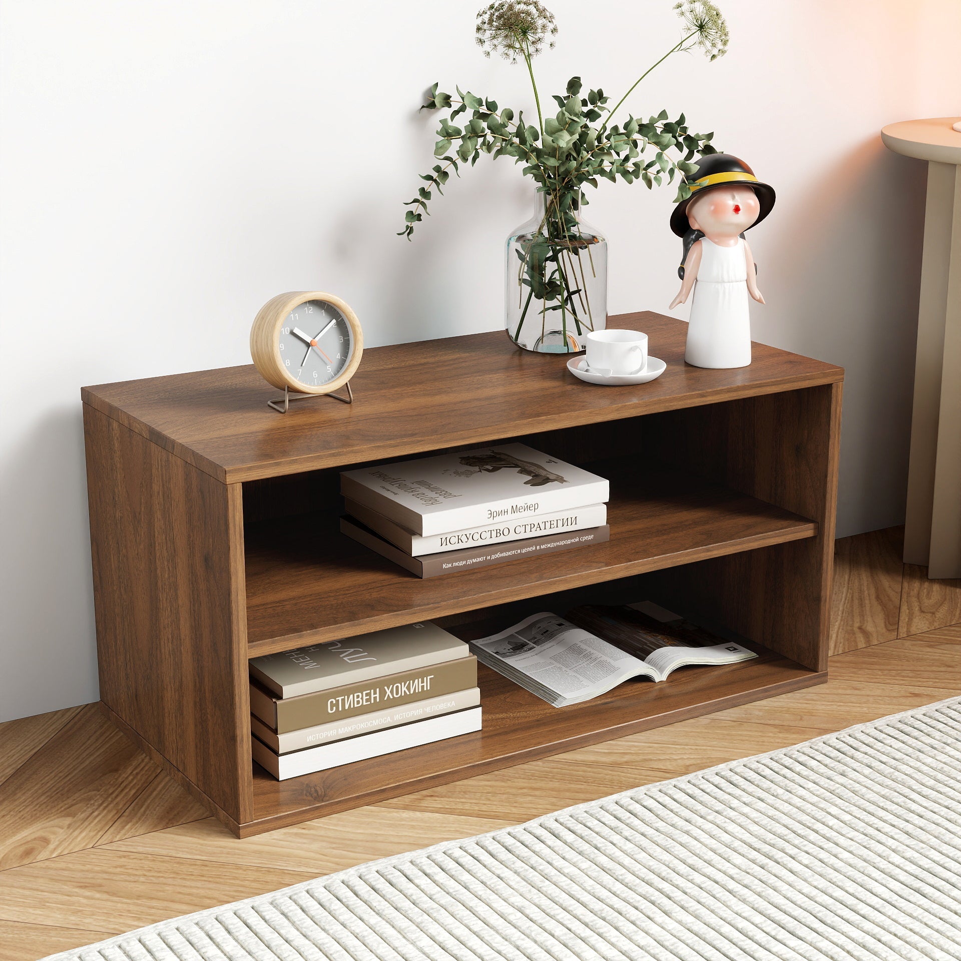 Walnut Stackable Mounted Storage Cabinet+ Glass Option