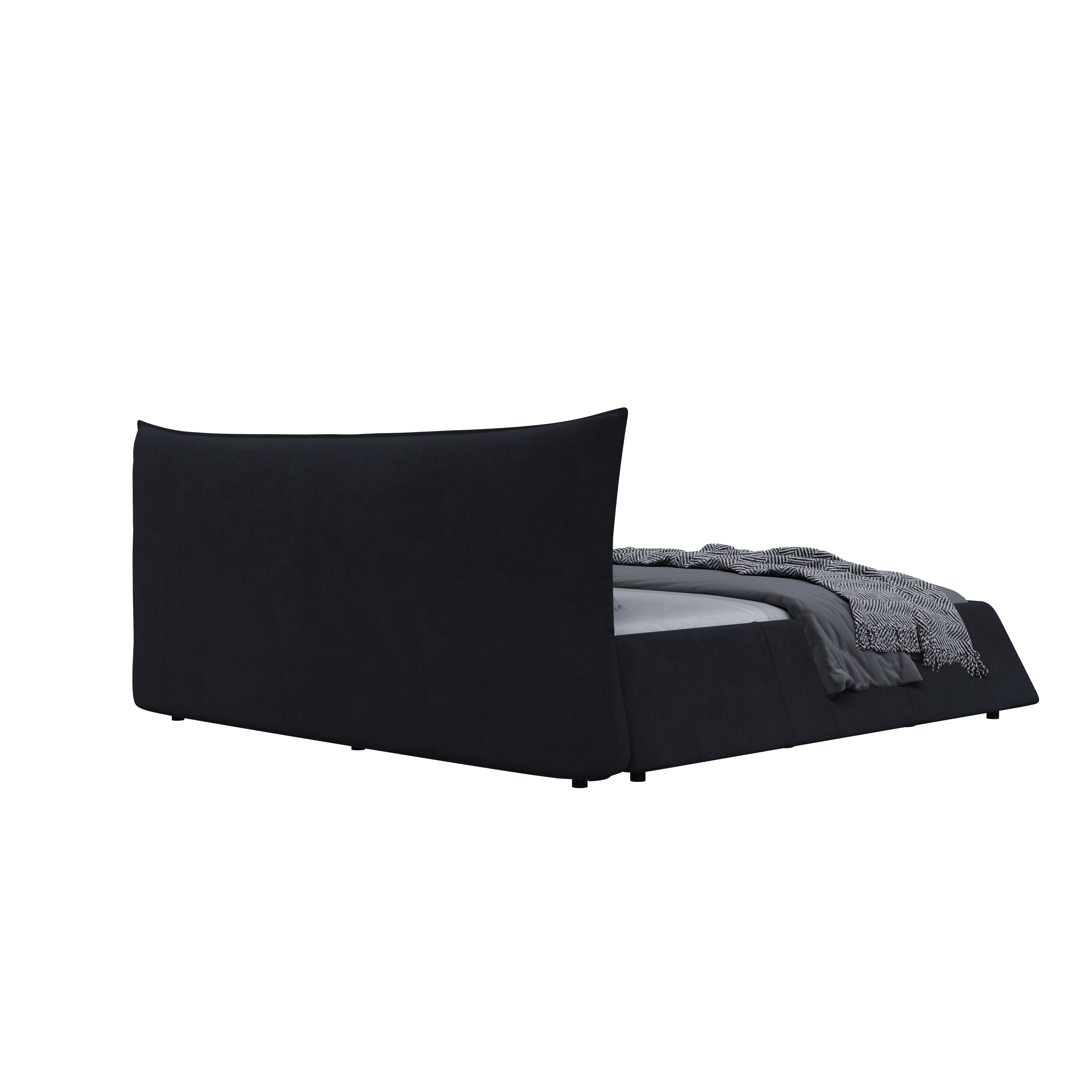 Queen Size Upholstered Platform Bed with Velvet Headboard