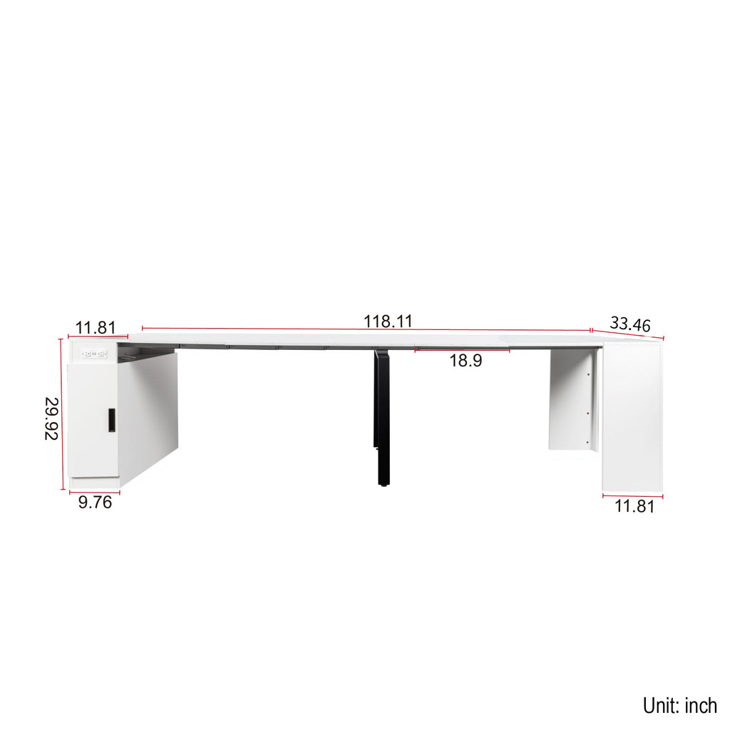 Modern Multifunctional Extendable Dining Table with Outlet