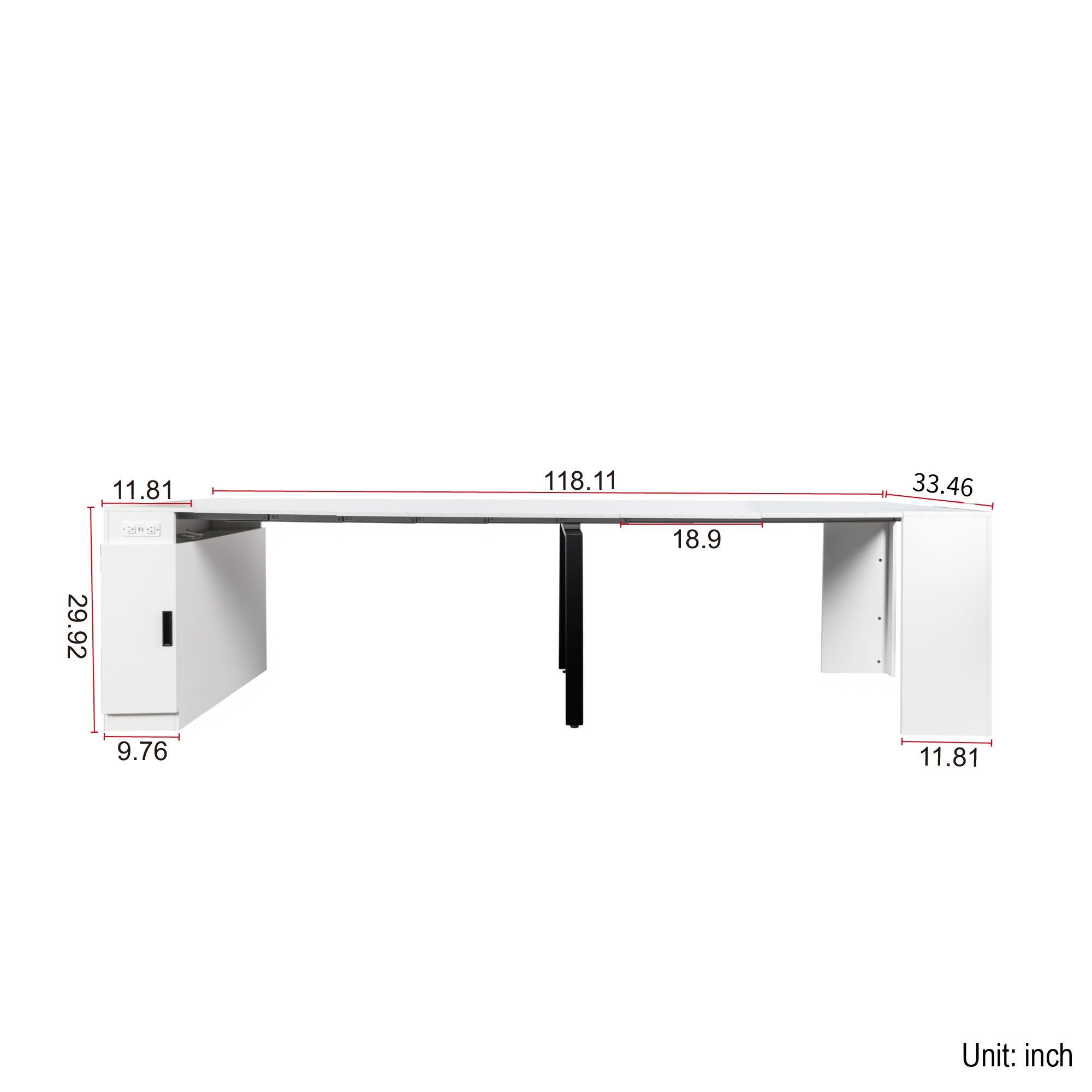 Modern Multifunctional Extendable Dining Table with Outlet