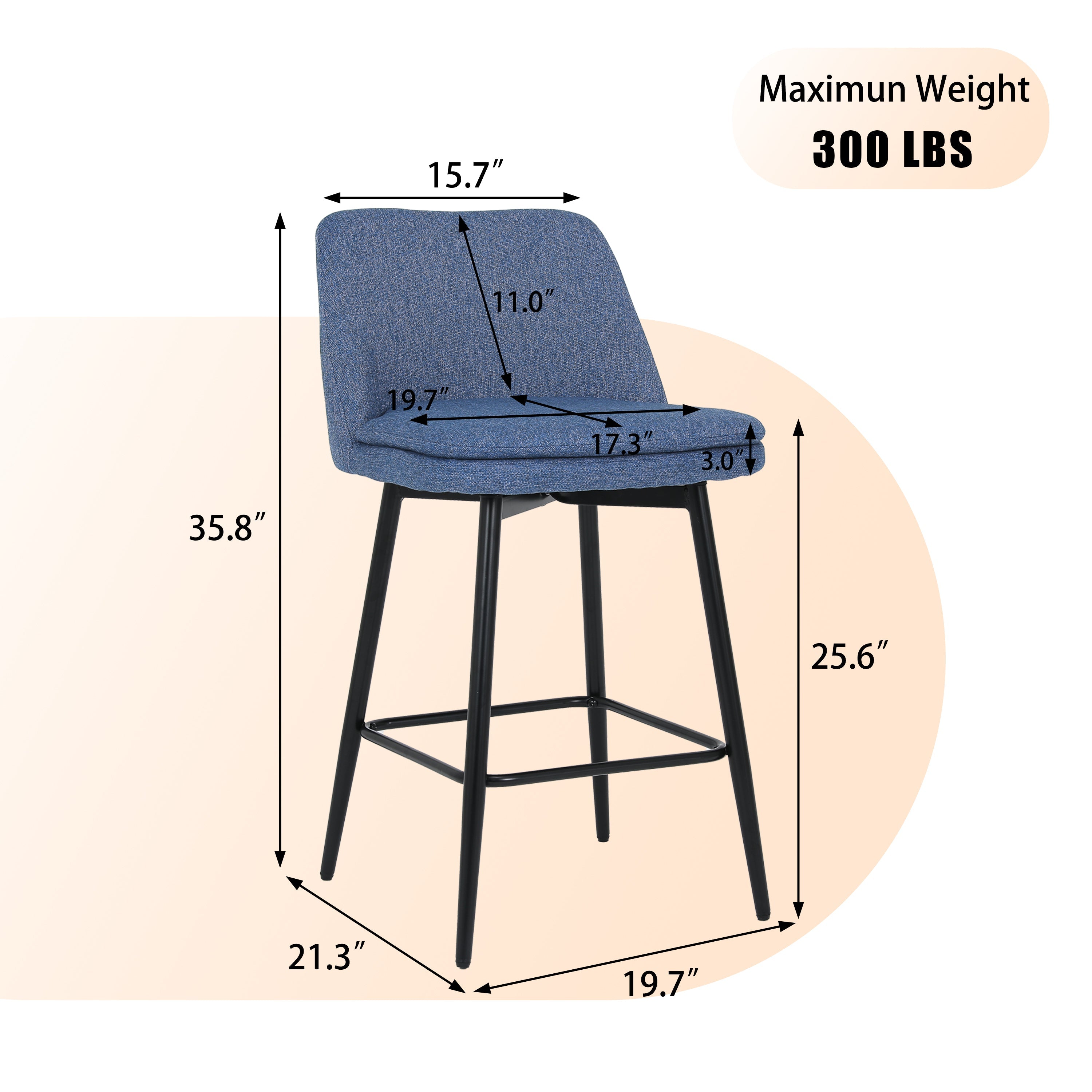 Linen/PU 360° Swivel Barstools (Set of 2)