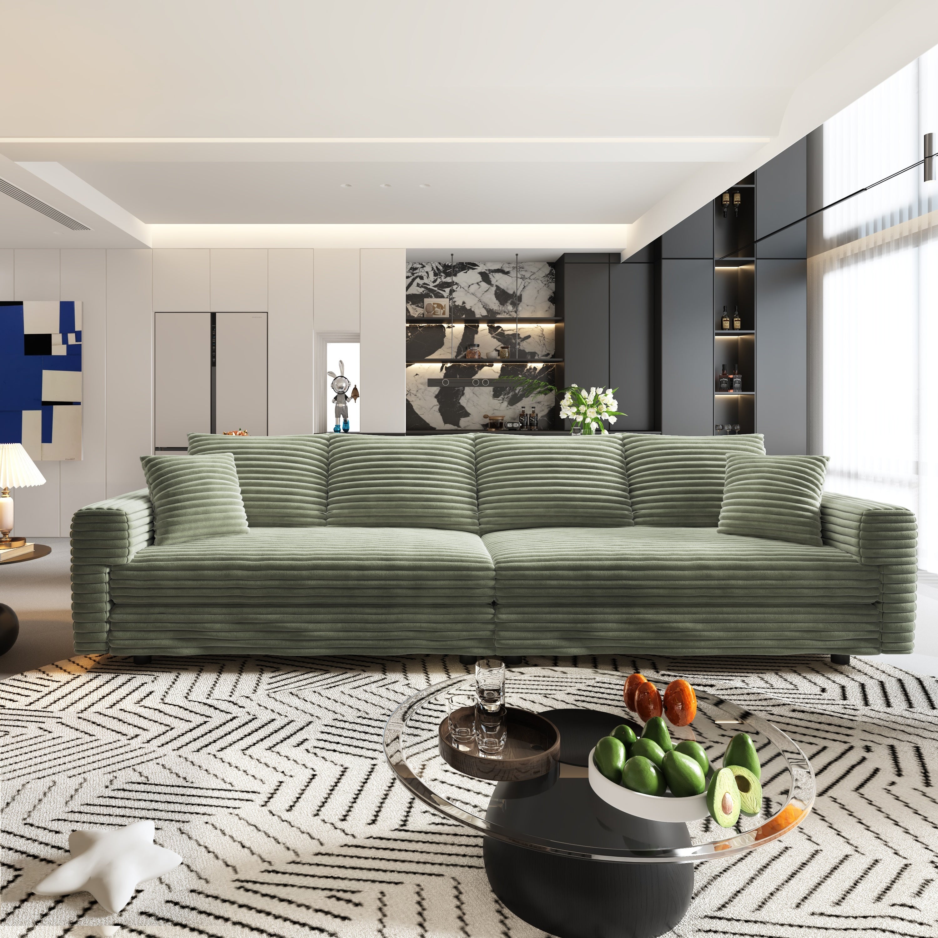 82.7' Modern Comfy Cloud Couch Sofa with Soft Pillows + Ottomans Option