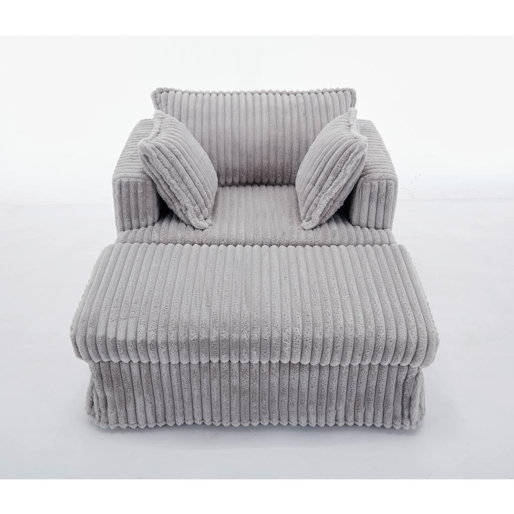 47.7'' Oversized Corduroy Chaise Longue with Ottoman