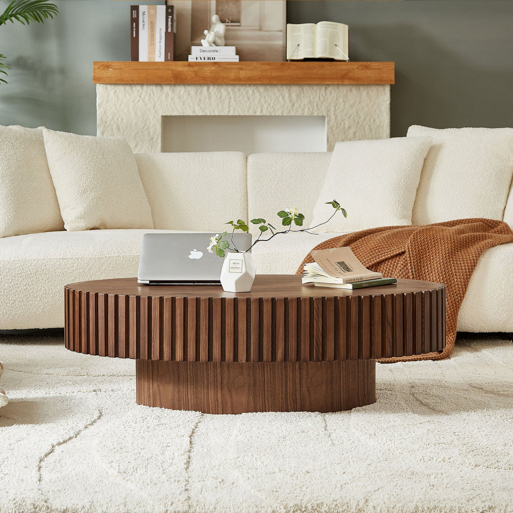 Modern MDF Handcraft Oval Coffee Table
