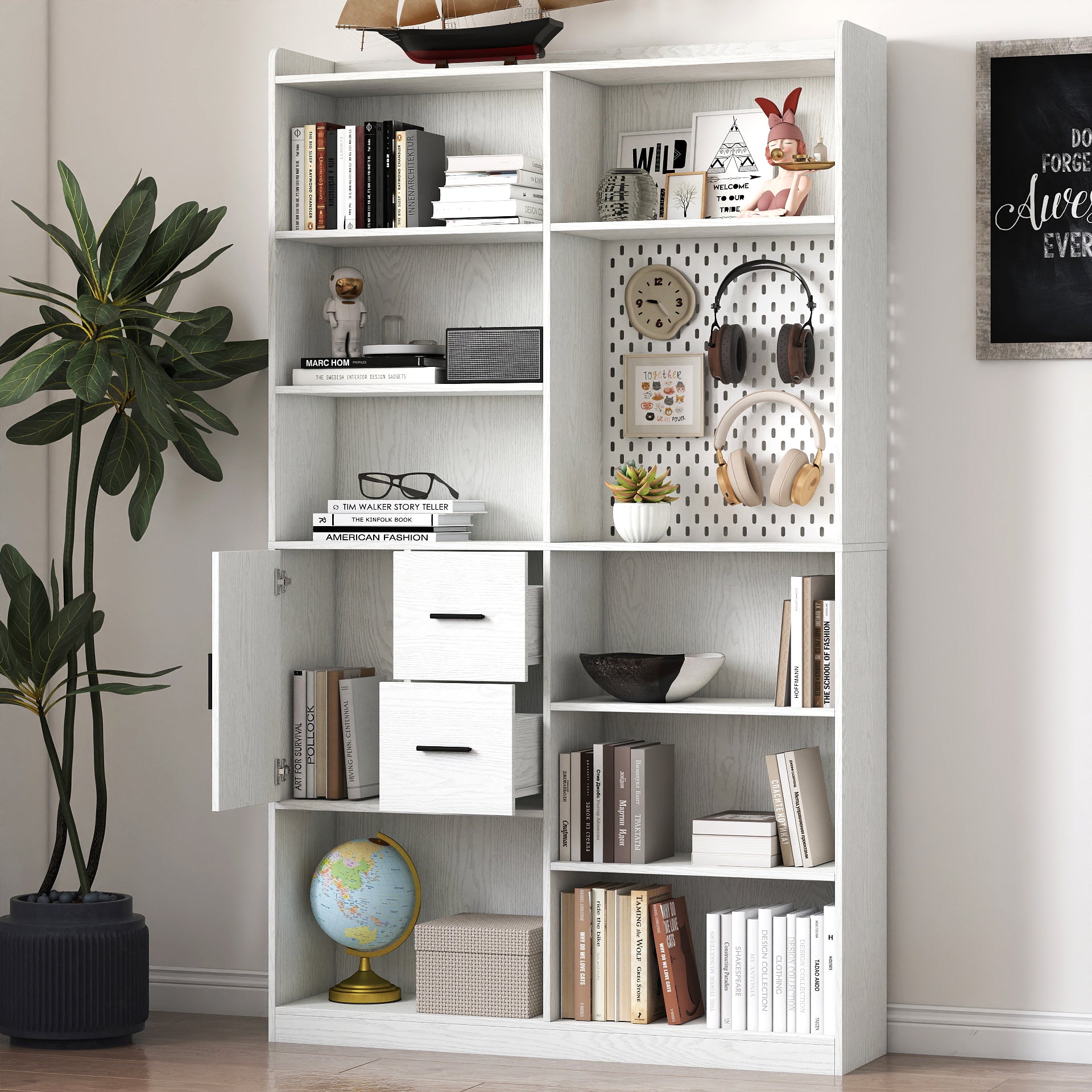 79" Tall Kitchen Pantry Cabinet with Pegboard