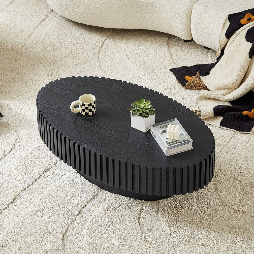 43.70 Inch Modern Handcraft Drum and Oval Coffee Table