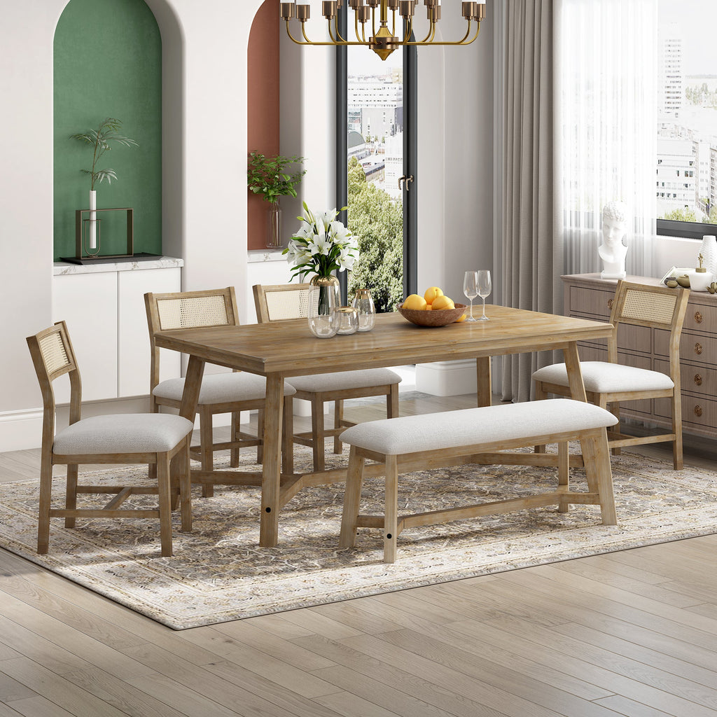 6 Pieces Retro Farmhouse Style Dining Set