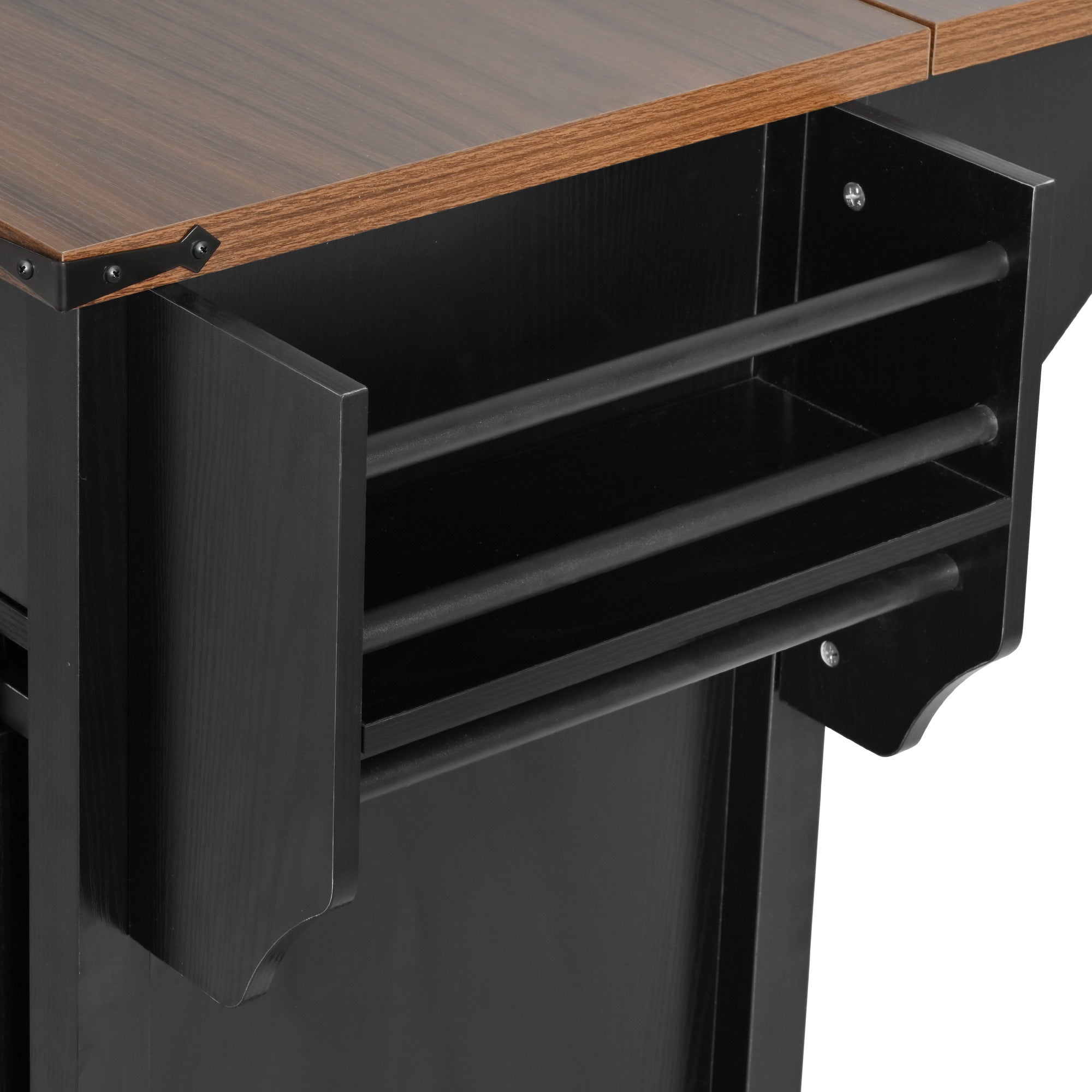 58“ Farmhouse Kitchen Island with Storage Sliding Barn Door Metal Grid Side Door