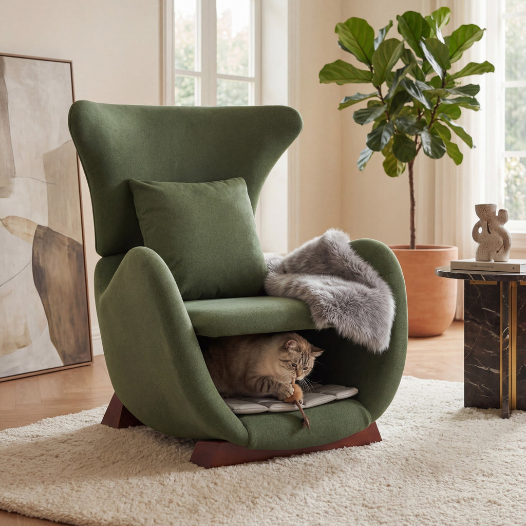 Modern Brown Polyester Accent Chair with Pet/Storage Space
