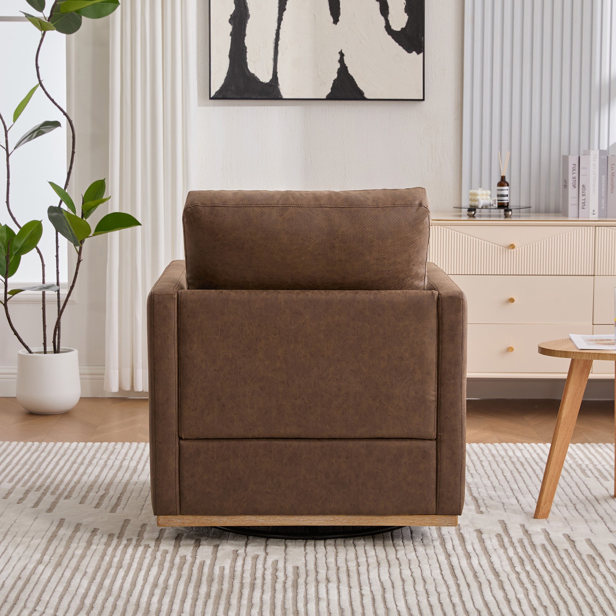 Modern Square Chenille Upholstered Swivel Accent Chair