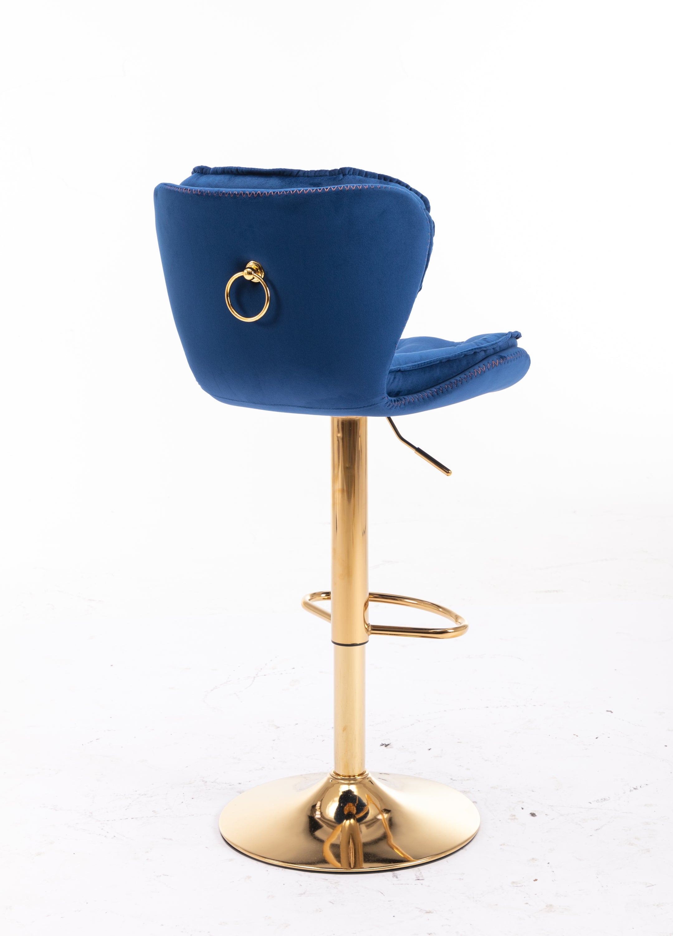 Velvet Bar Stools Set of 2 - Gold Base Adjustable Swivel Counter