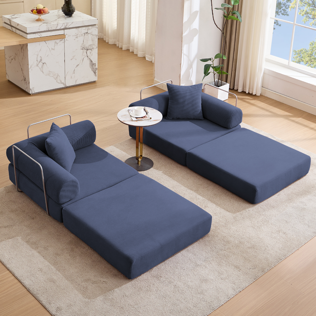 2 Seat Convertible Couch Folding Mattress Couch Sofa Bed