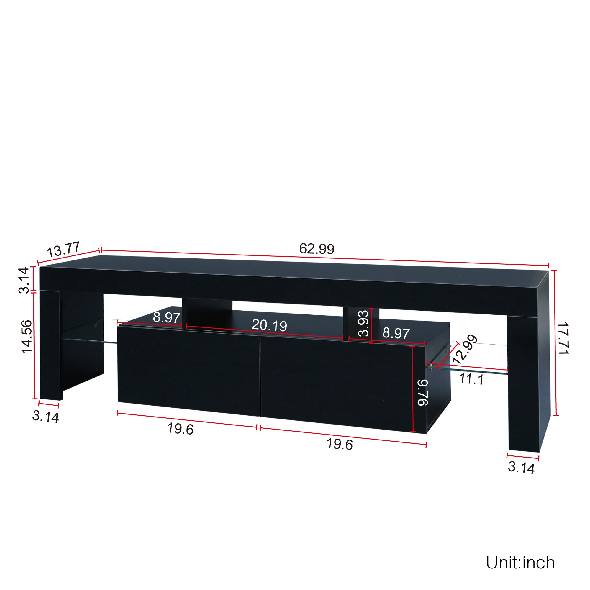Modern Remote Control 20 Colors LED Lights TV Stand