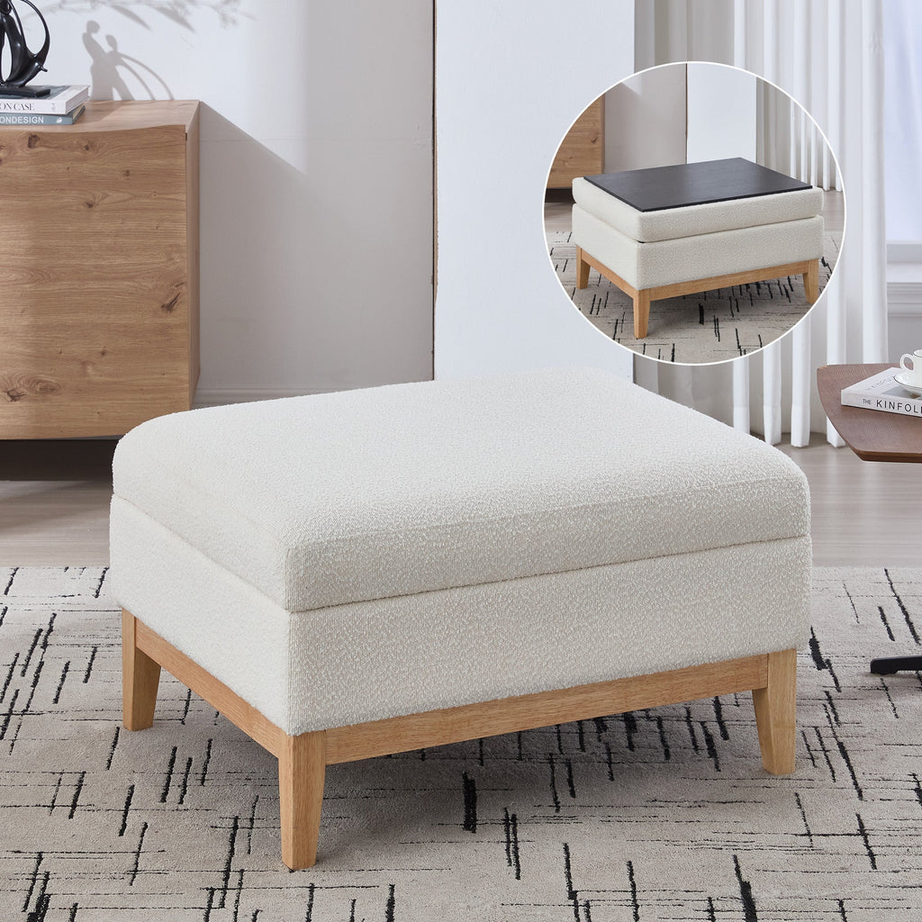 33.86'W Upholstered Wood Base Storage Ottoman