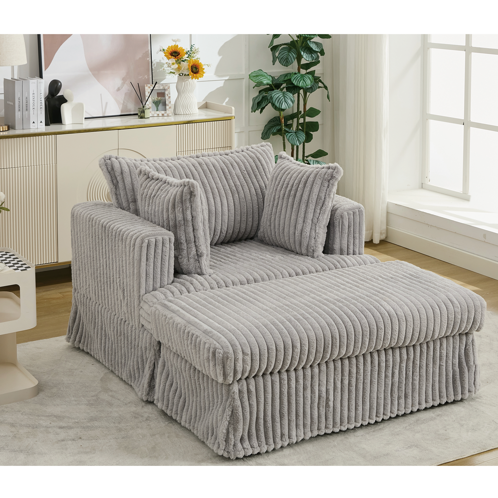 47.7'' Oversized Corduroy Chaise Longue with Ottoman