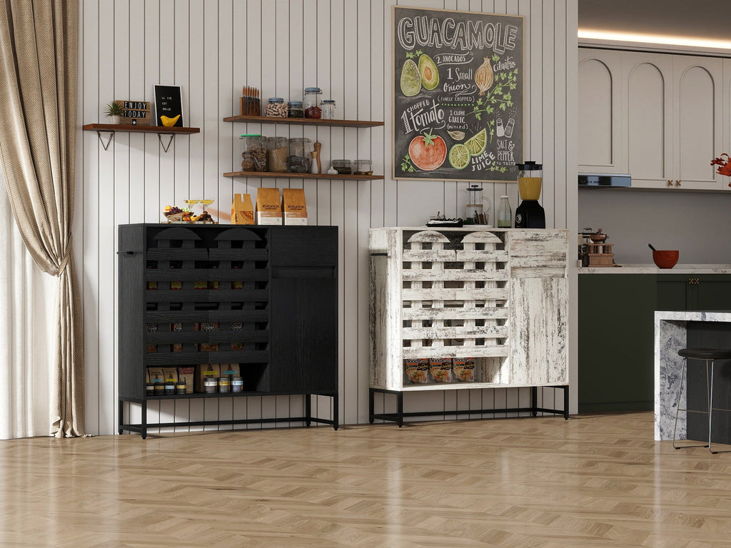44.49' Black Woven Door Accent Cabinets