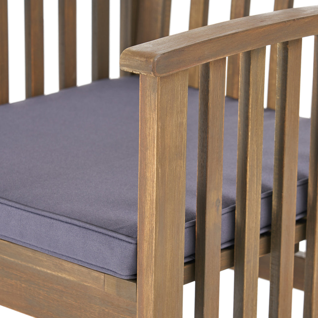 Outdoor 2PCS Acacia Wood Dining Chair Set with Cushions