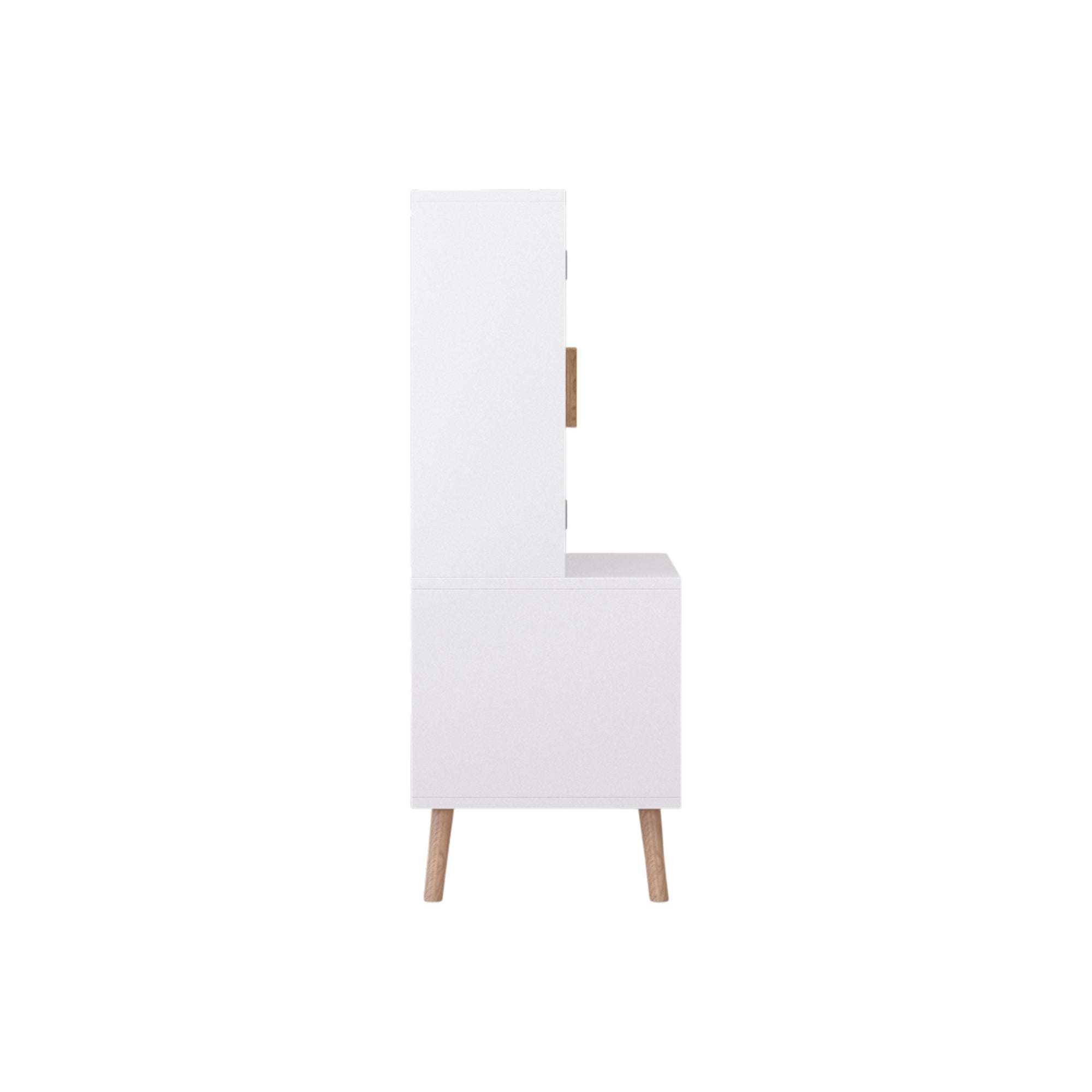 White Modern Wooden Toy Storage Cabinet with Natural Wood Legs