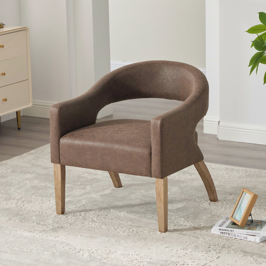 Modern Mid-Century PU Upholstered Open Back Armchair