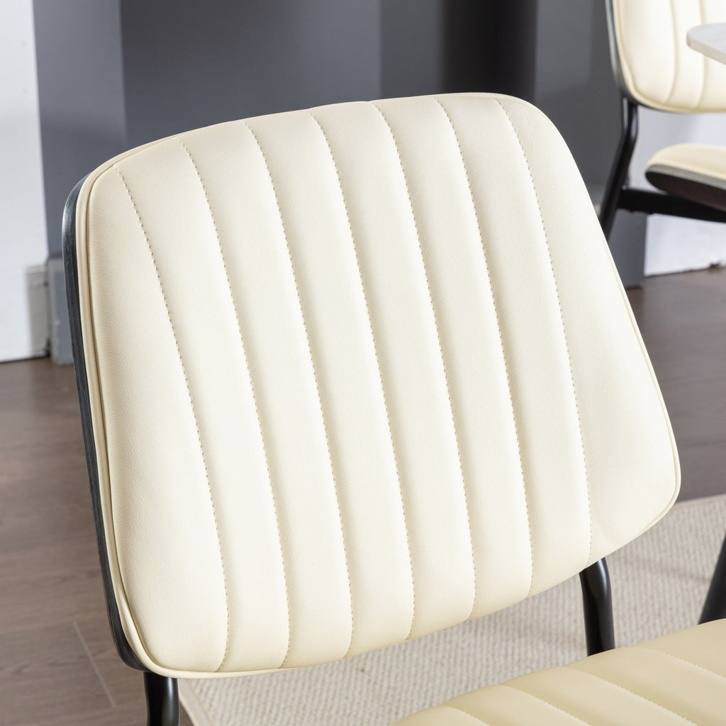 Mid Century Modern Retro Faux Leather Dining Chairs with Walnut Bentwood (Set of 2)