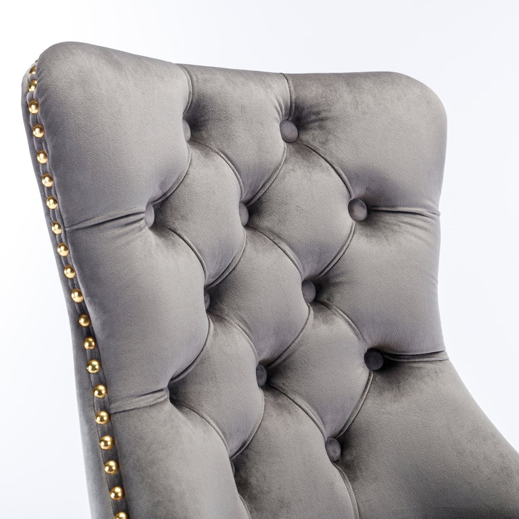 Adjustable Velvet Upholstered Tufted Button Home Office Chair