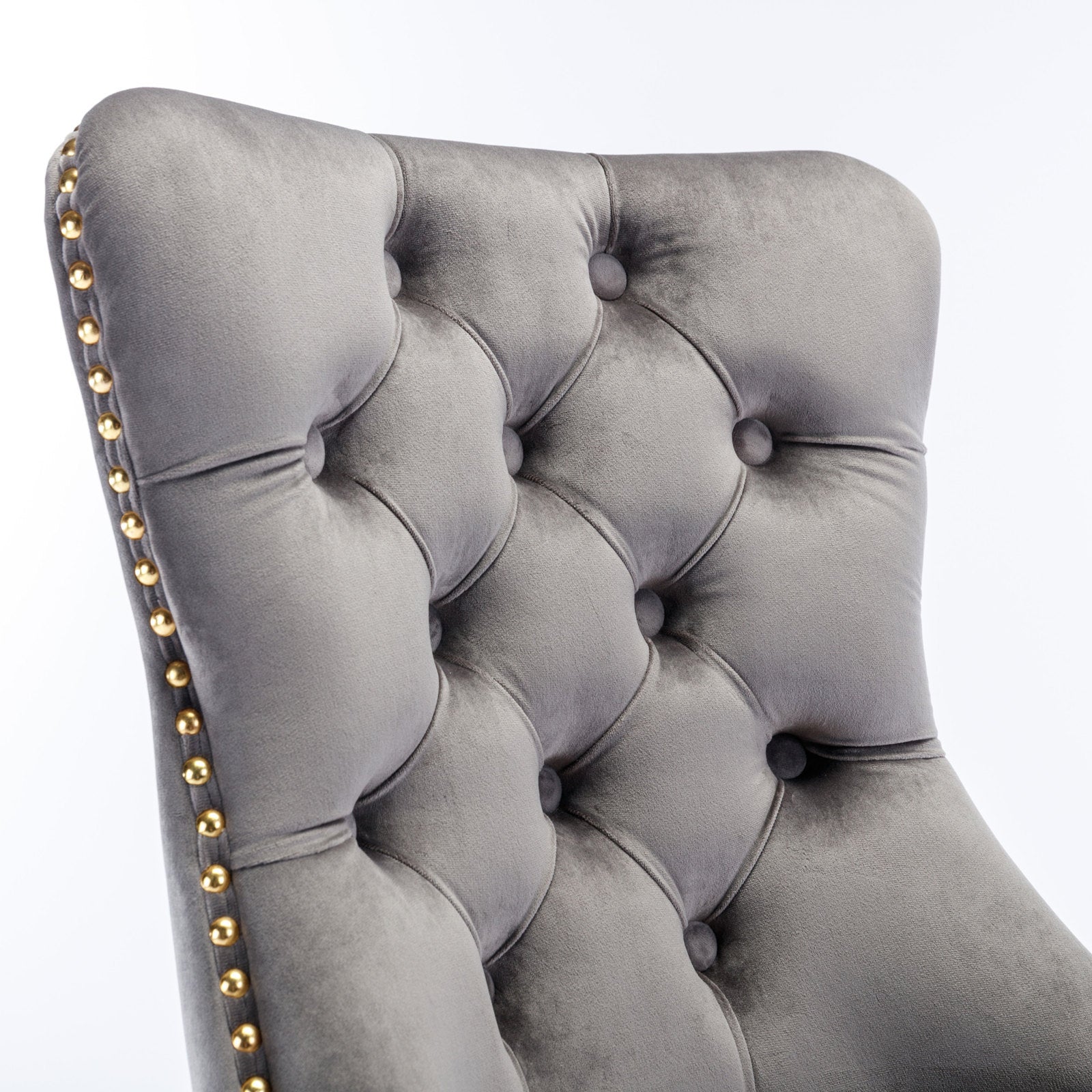 Adjustable Velvet Upholstered Tufted Button Home Office Chair