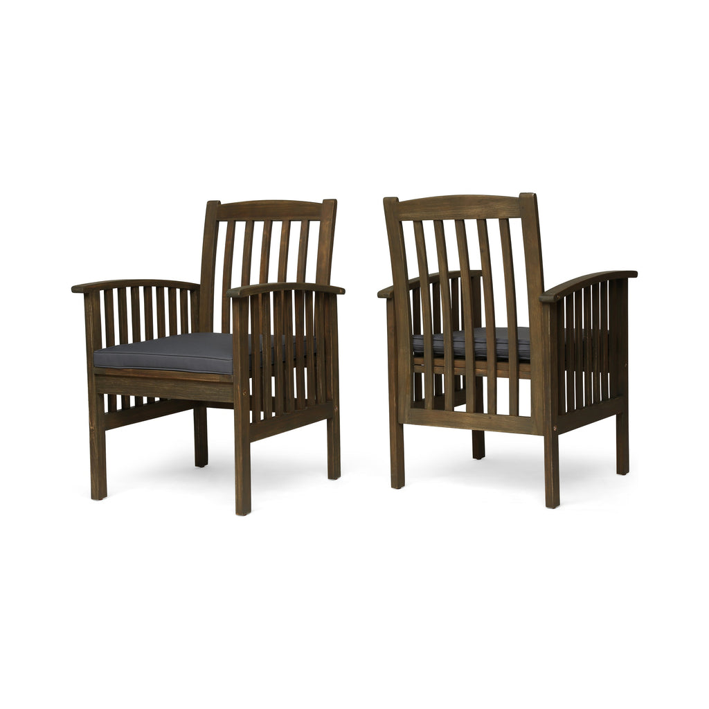 Outdoor 2PCS Acacia Wood Dining Chair Set with Cushions