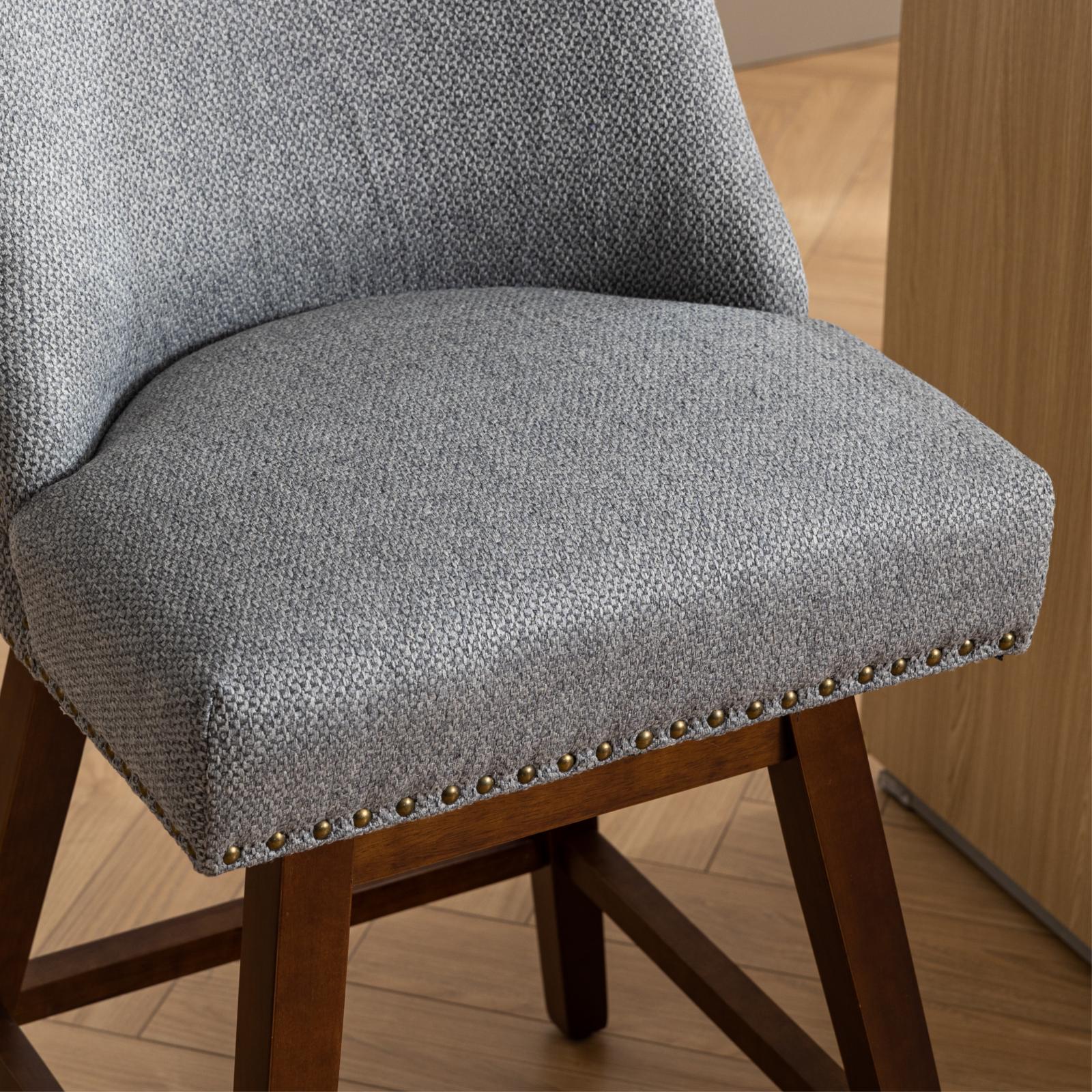 Upholstered Swivel Counter Height Bar Stools with Nailhead Trim (Set of 2)