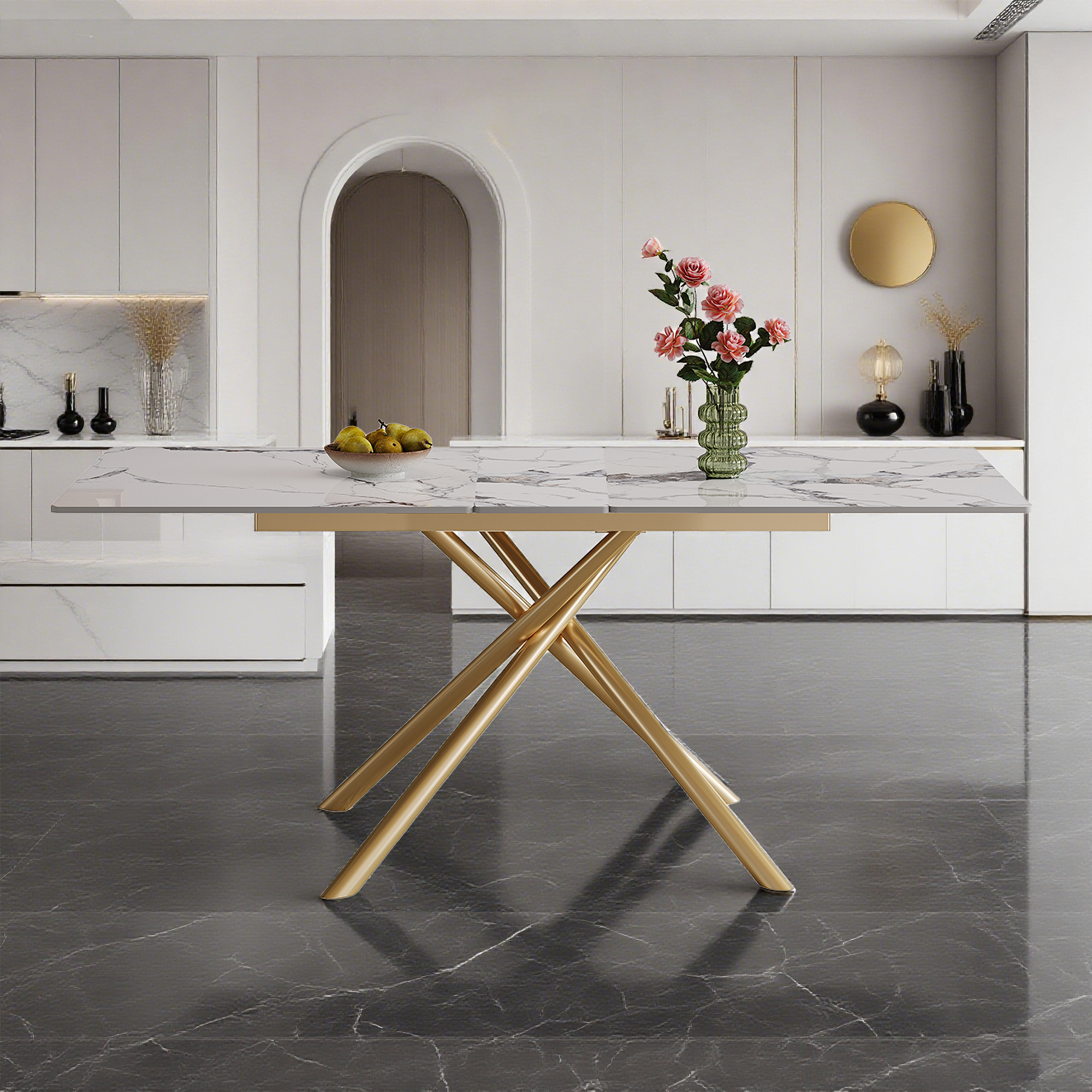 59-inch Modern rectangle Expandable Dining Table
