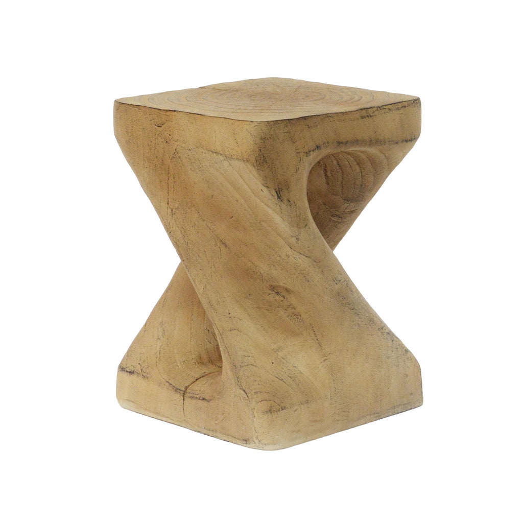 Twist Shape Side Table with Wood-like Texture